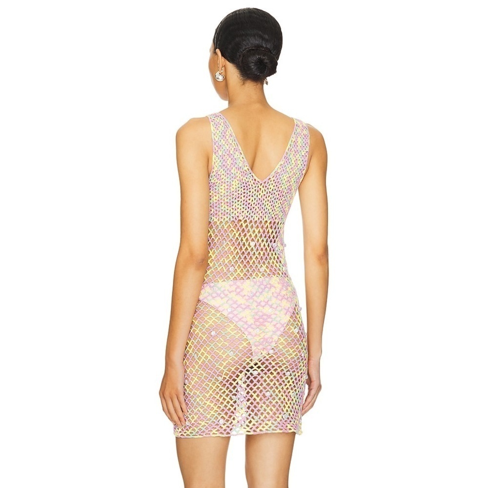 NWT Lovers and Friends Pippo Crochet Mini Dress in Pink - swim coverup - XS - Picture 6 of 7